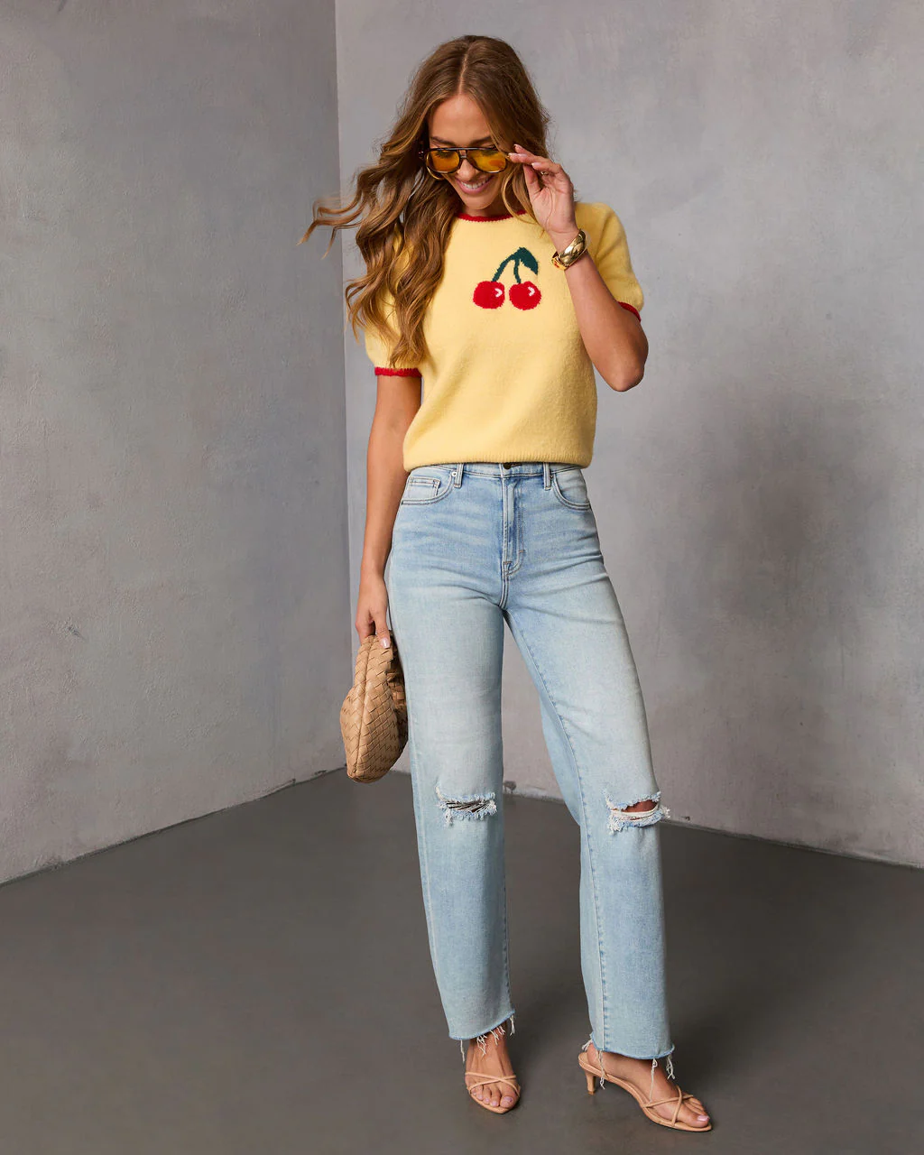 Sweetly Picked Intarsia Knit Cherry Sweater - Image 2