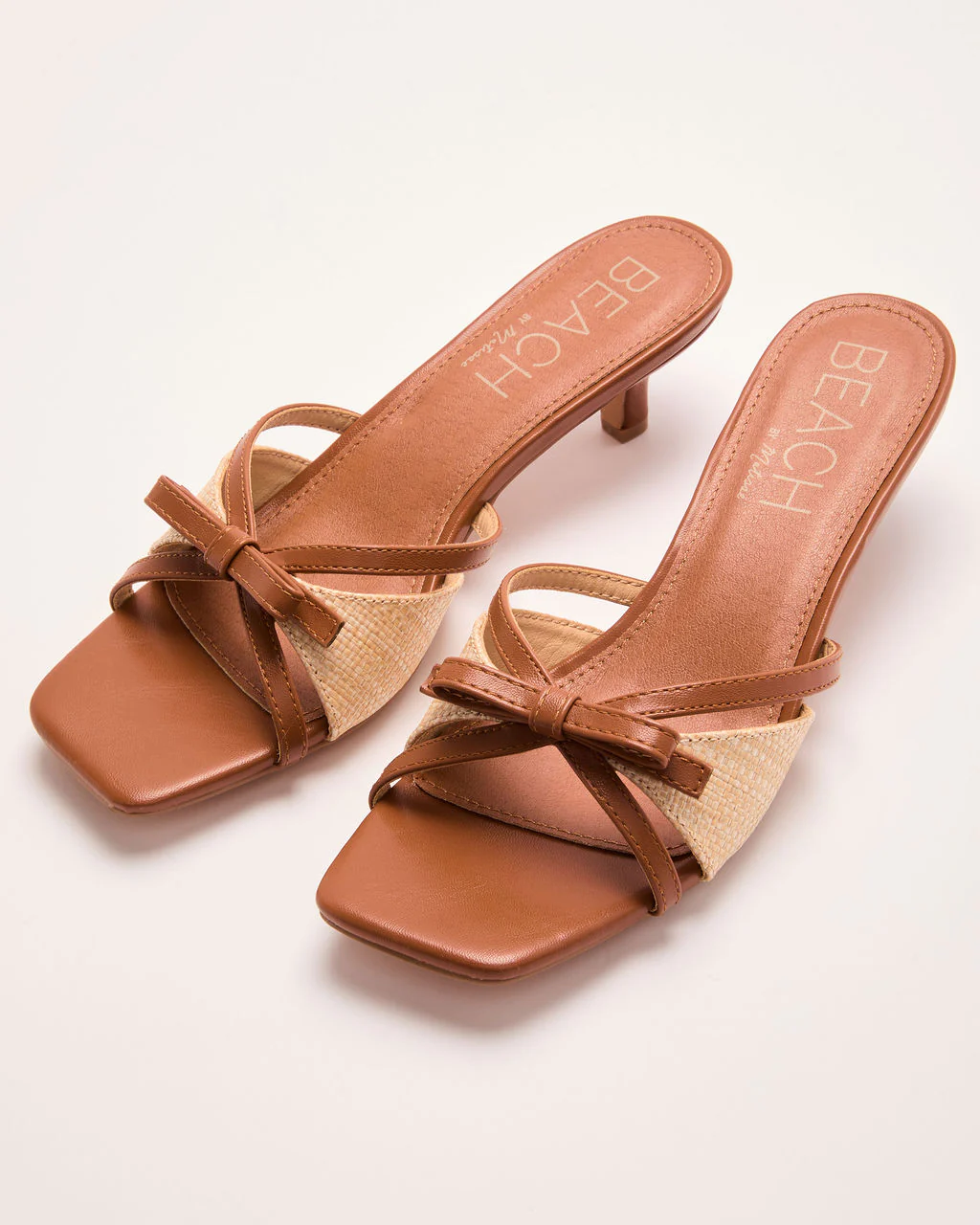 Tatie Straw Open Toe Kitten Heels - Image 2