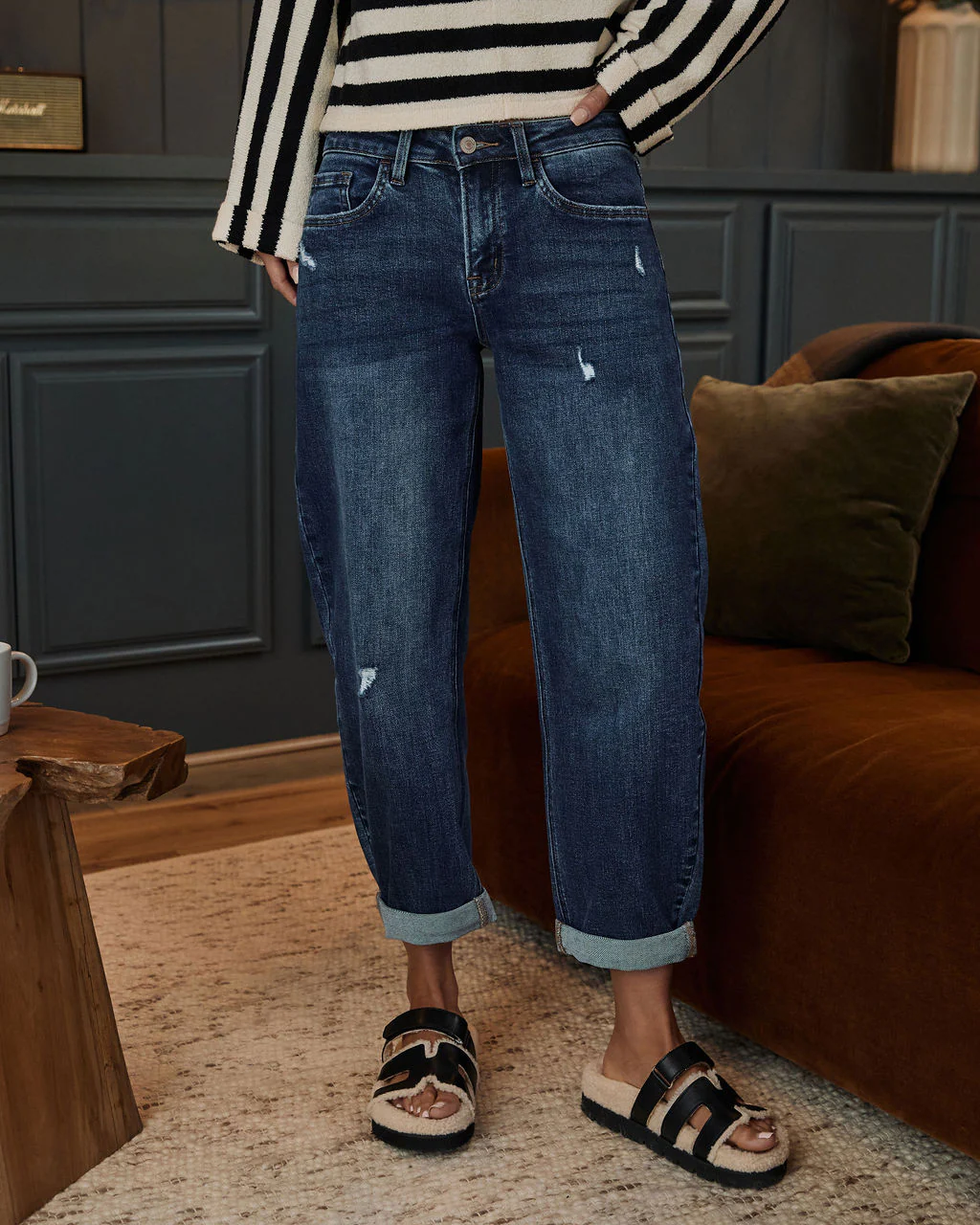 Tawnie Stretch Distressed Barrel Jeans - Image 2