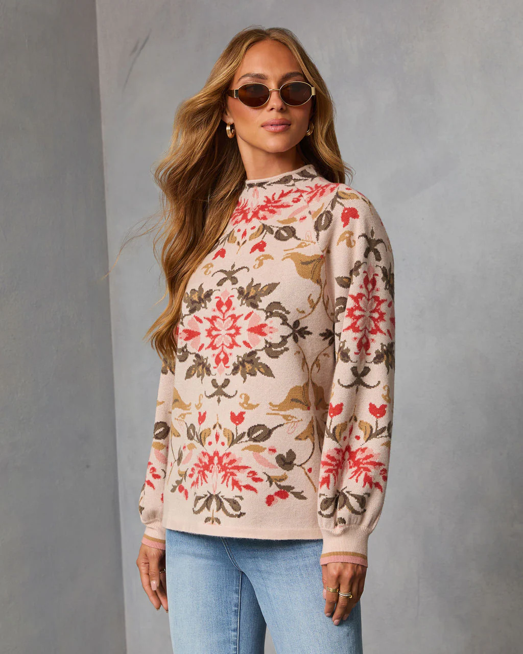 Terracotta Haze Printed Mock Neck Sweater - Image 3