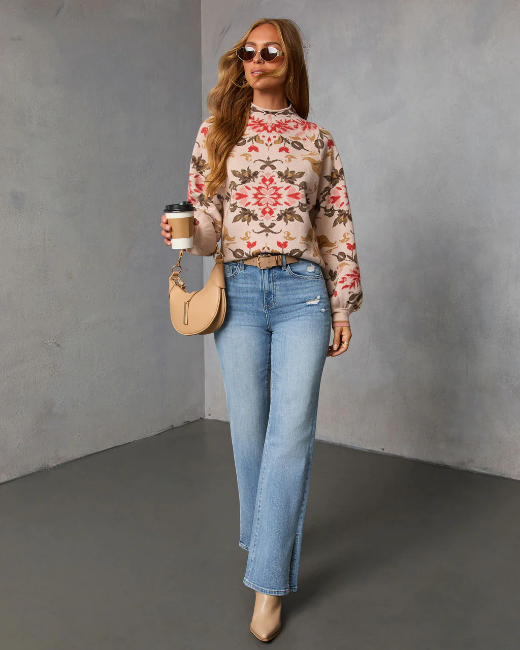Terracotta Haze Printed Mock Neck Sweater - Image 6