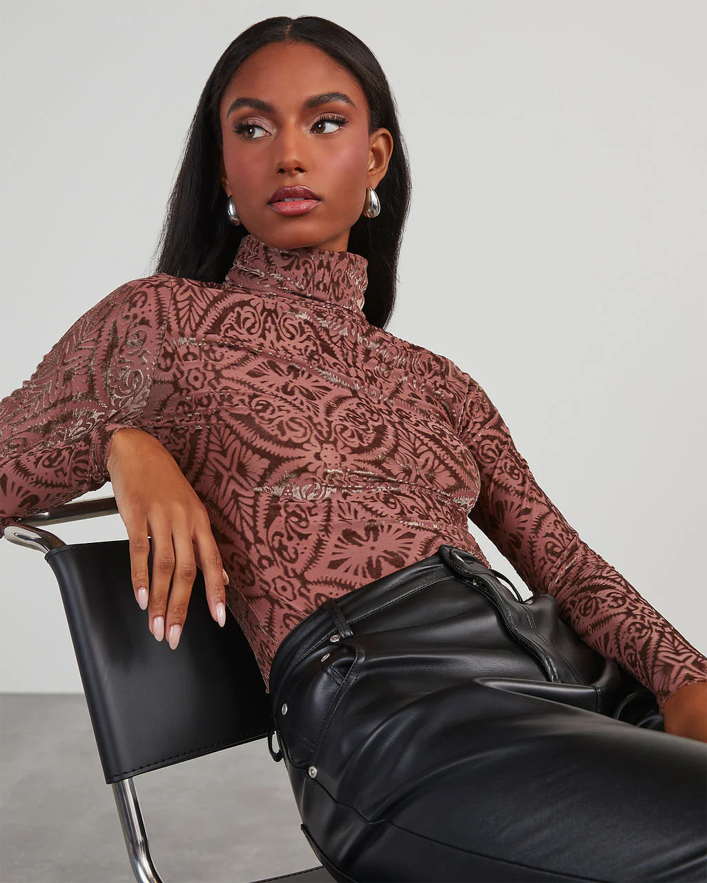 Tessy Velvet Burnout Turtleneck Top - Image 20