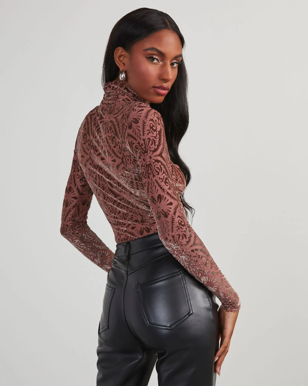 Tessy Velvet Burnout Turtleneck Top - Image 22