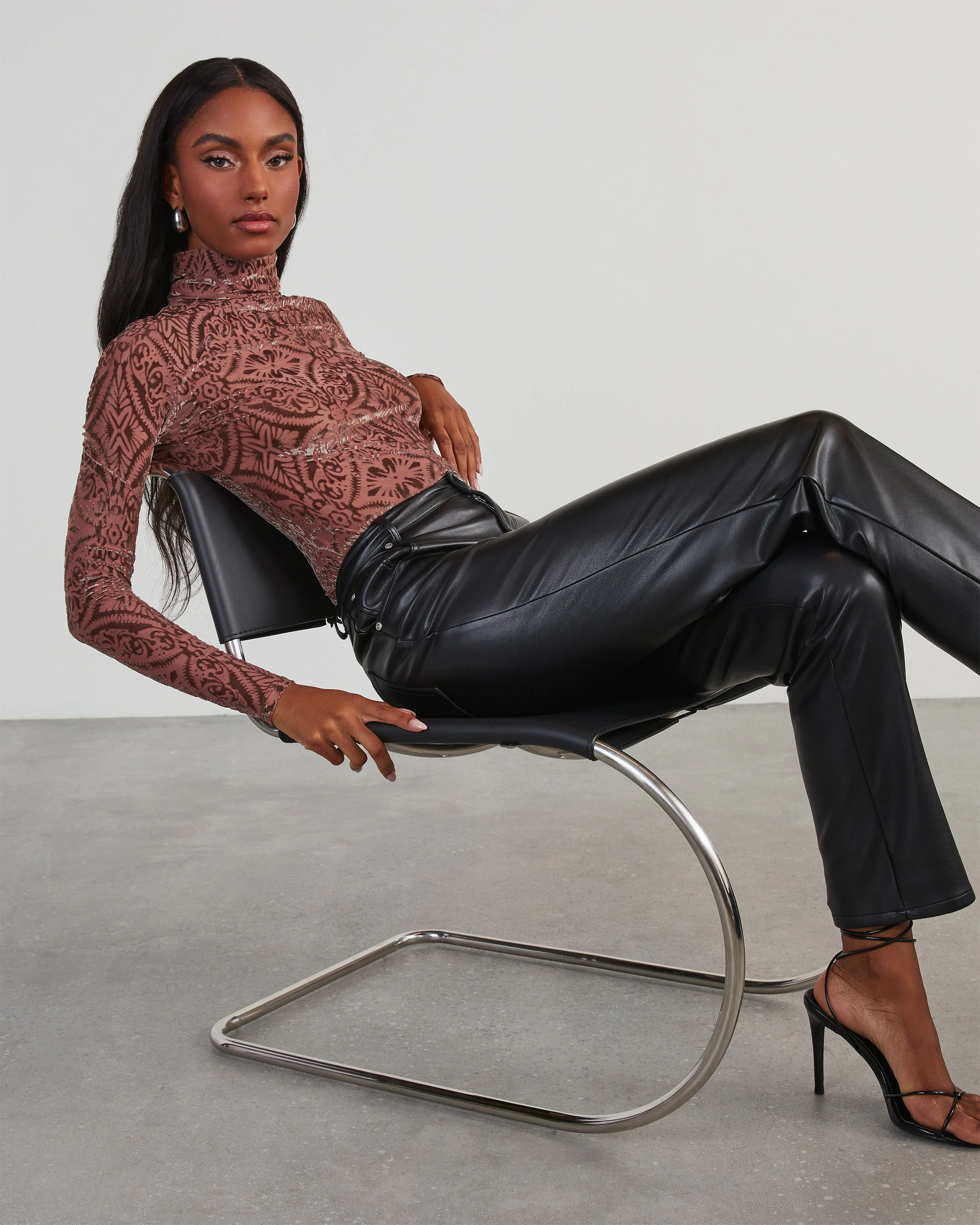 Tessy Velvet Burnout Turtleneck Top - Image 24
