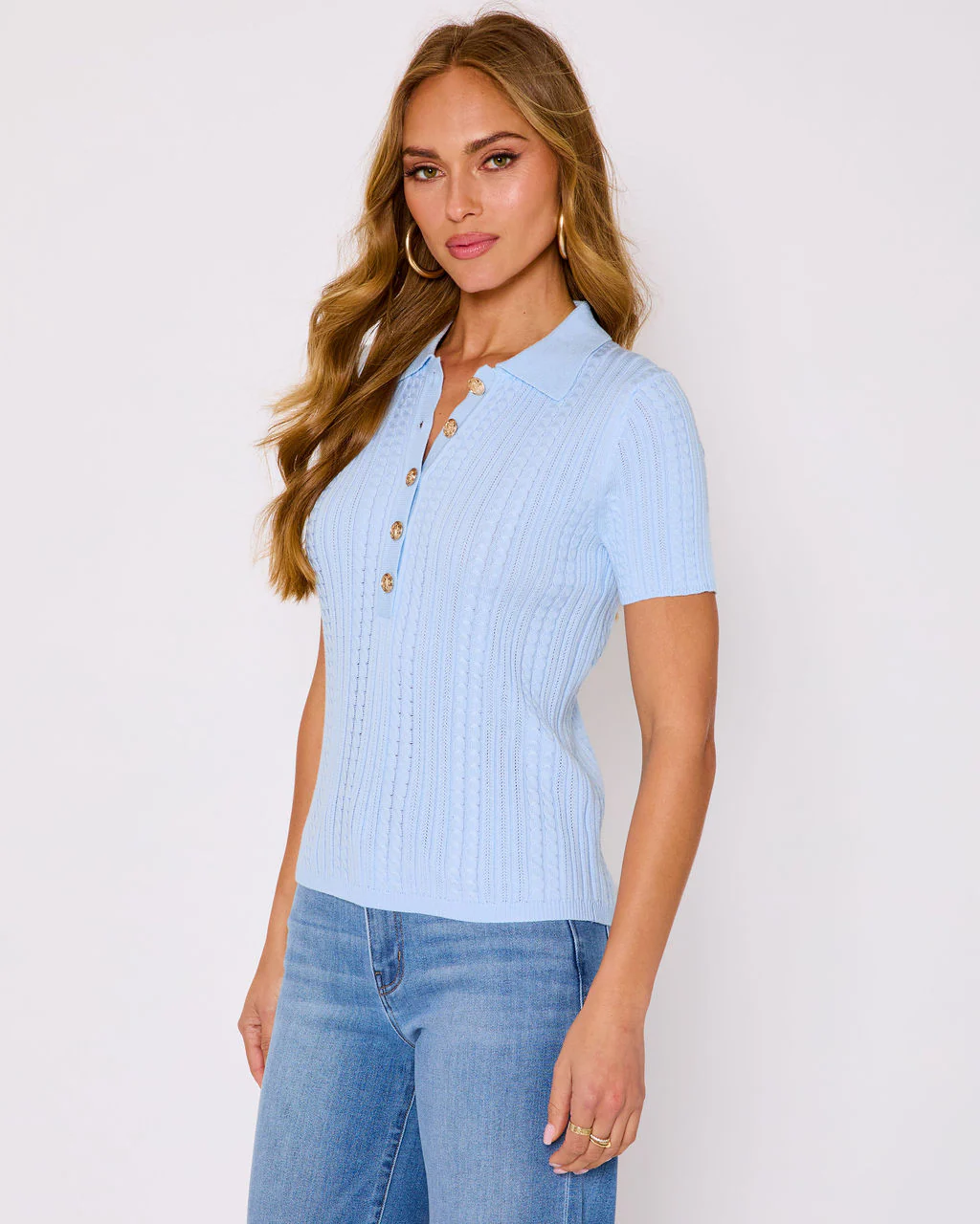 Thaliah Ribbed Knit Henley Top - Image 3