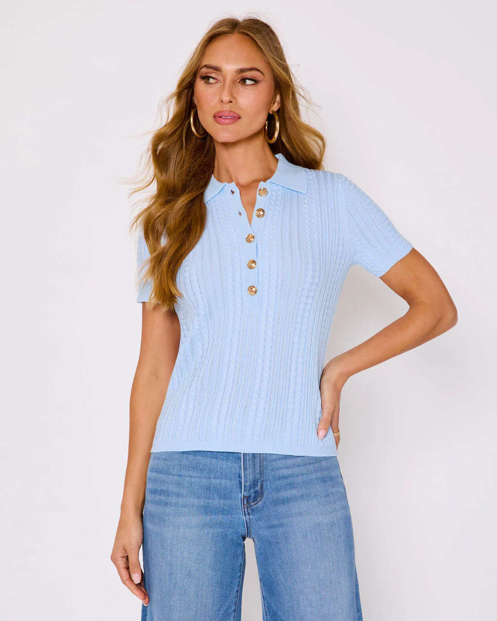 Thaliah Ribbed Knit Henley Top - Image 6