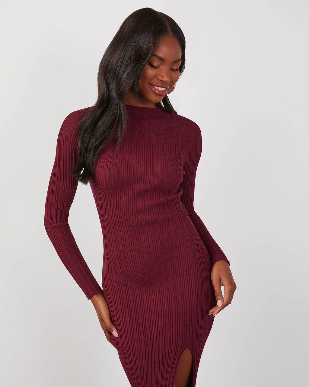 Thankful Soul Ribbed Mock Neck Midi Dress - Image 14