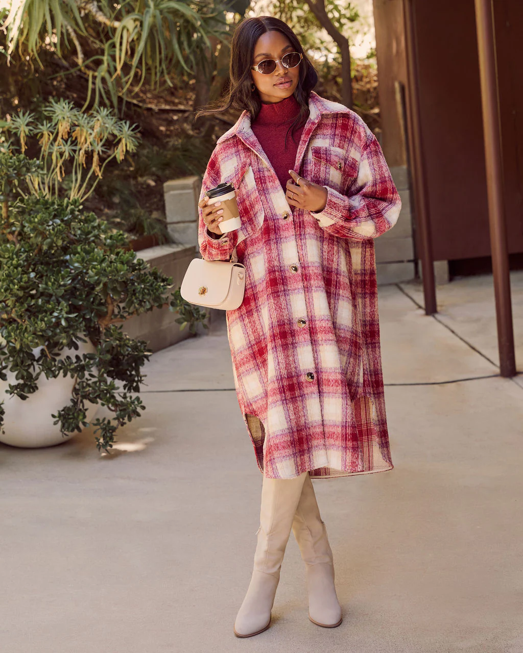 That September Feeling Plaid Pocketed Button Down Coat - Image 5