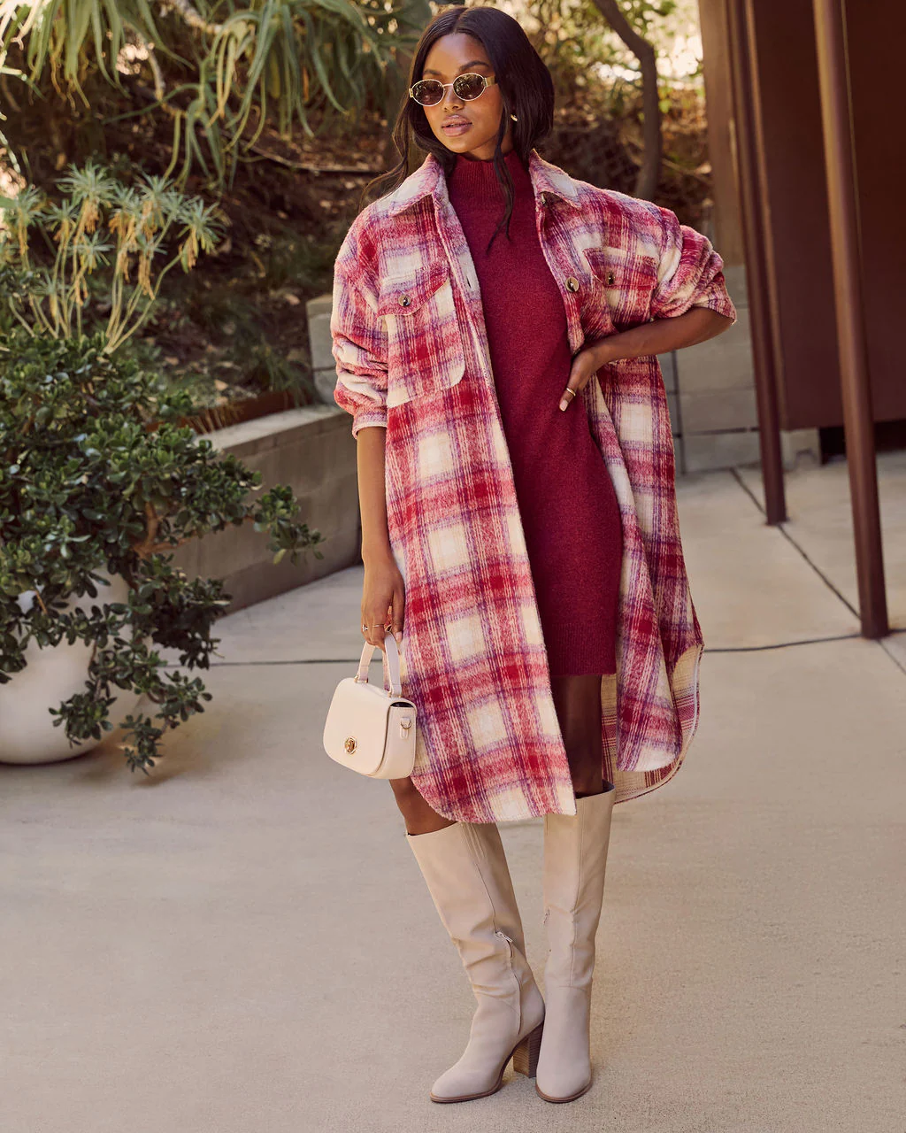 That September Feeling Plaid Pocketed Button Down Coat - Image 6