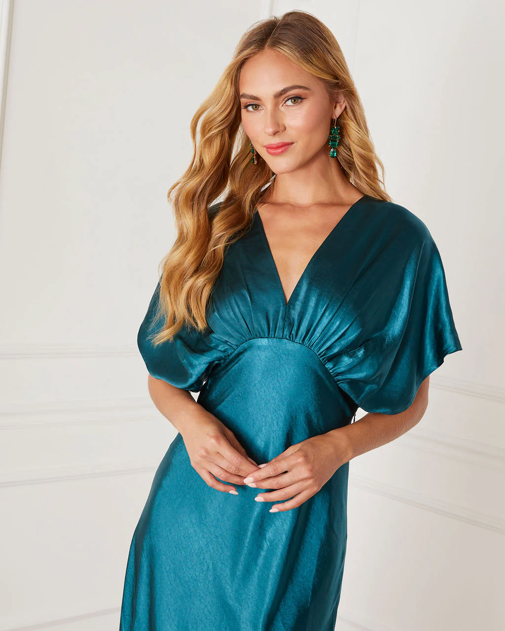 Theia Satin V-Neck Maxi Dress - Image 10