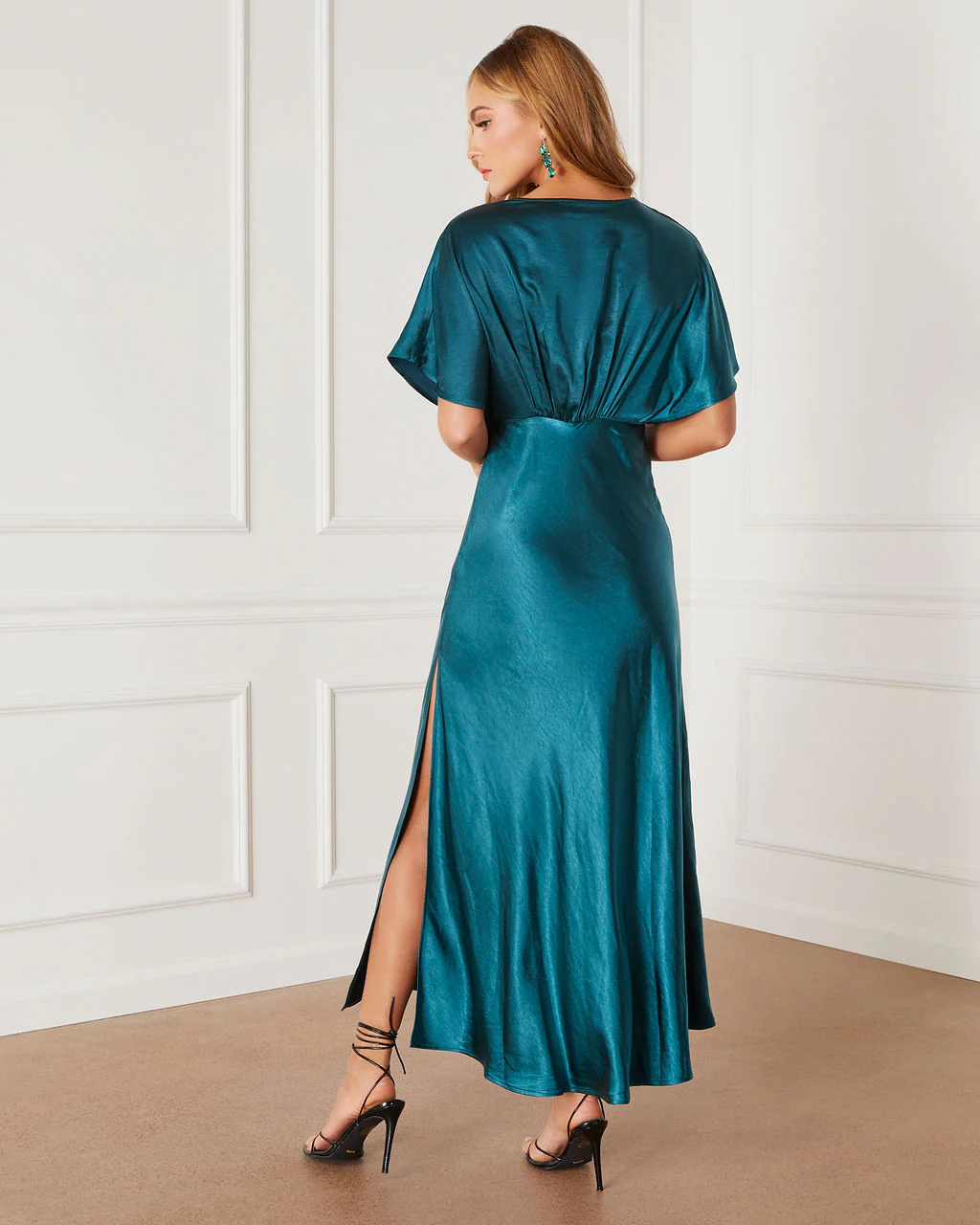Theia Satin V-Neck Maxi Dress - Image 12