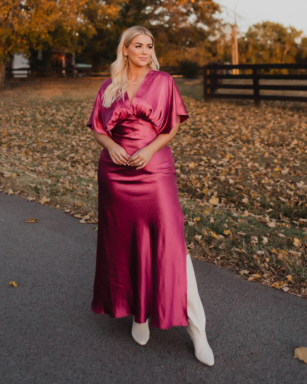 Theia Satin V-Neck Maxi Dress - Image 13