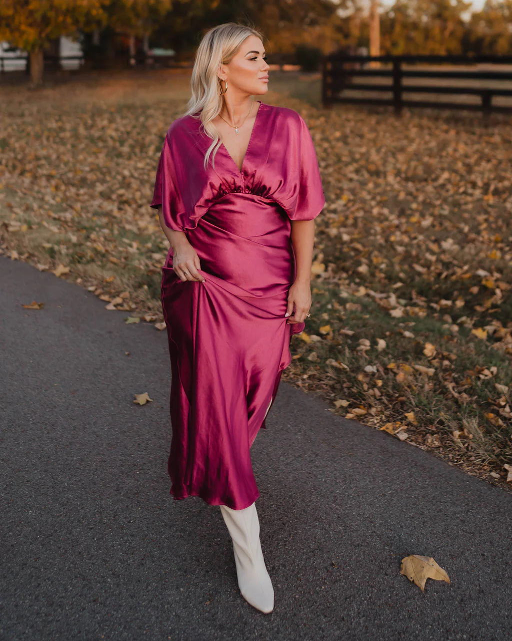 Theia Satin V-Neck Maxi Dress - Image 15