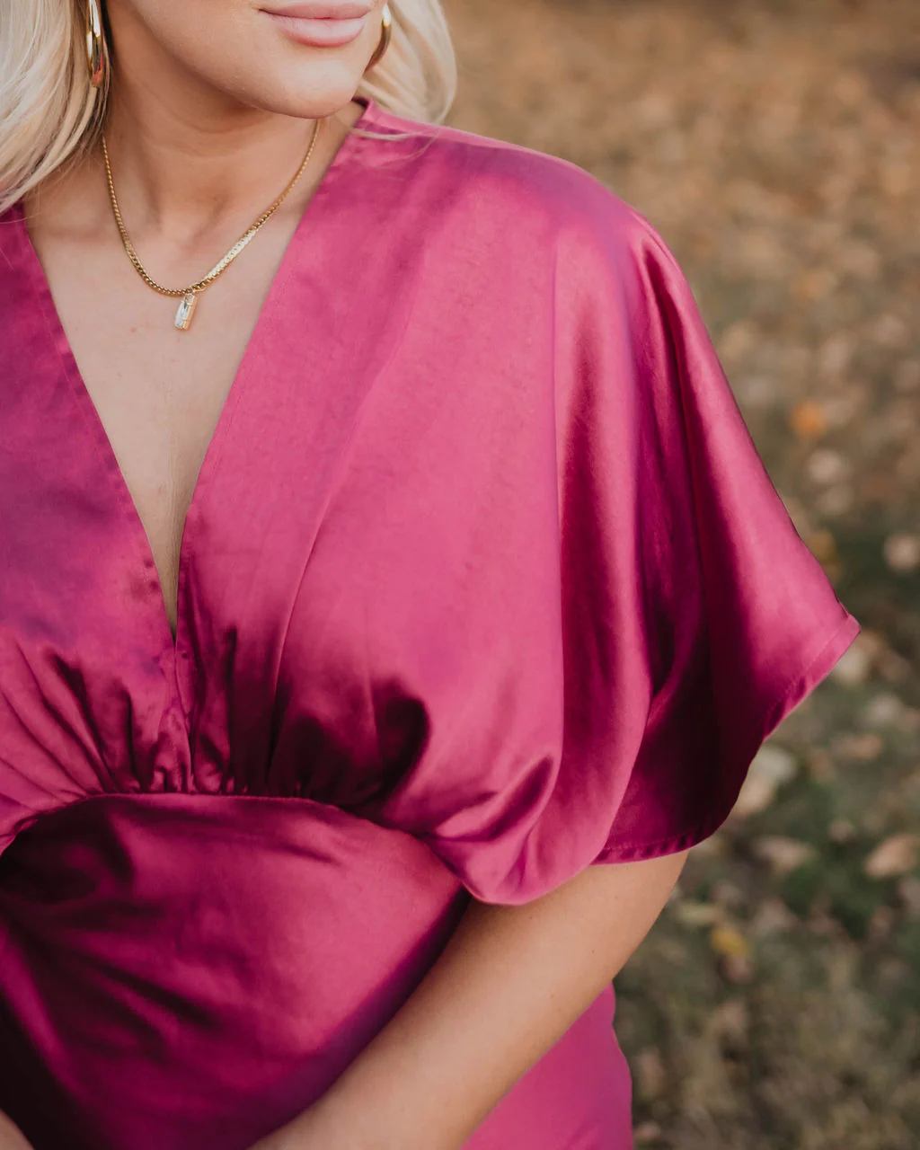 Theia Satin V-Neck Maxi Dress - Image 16