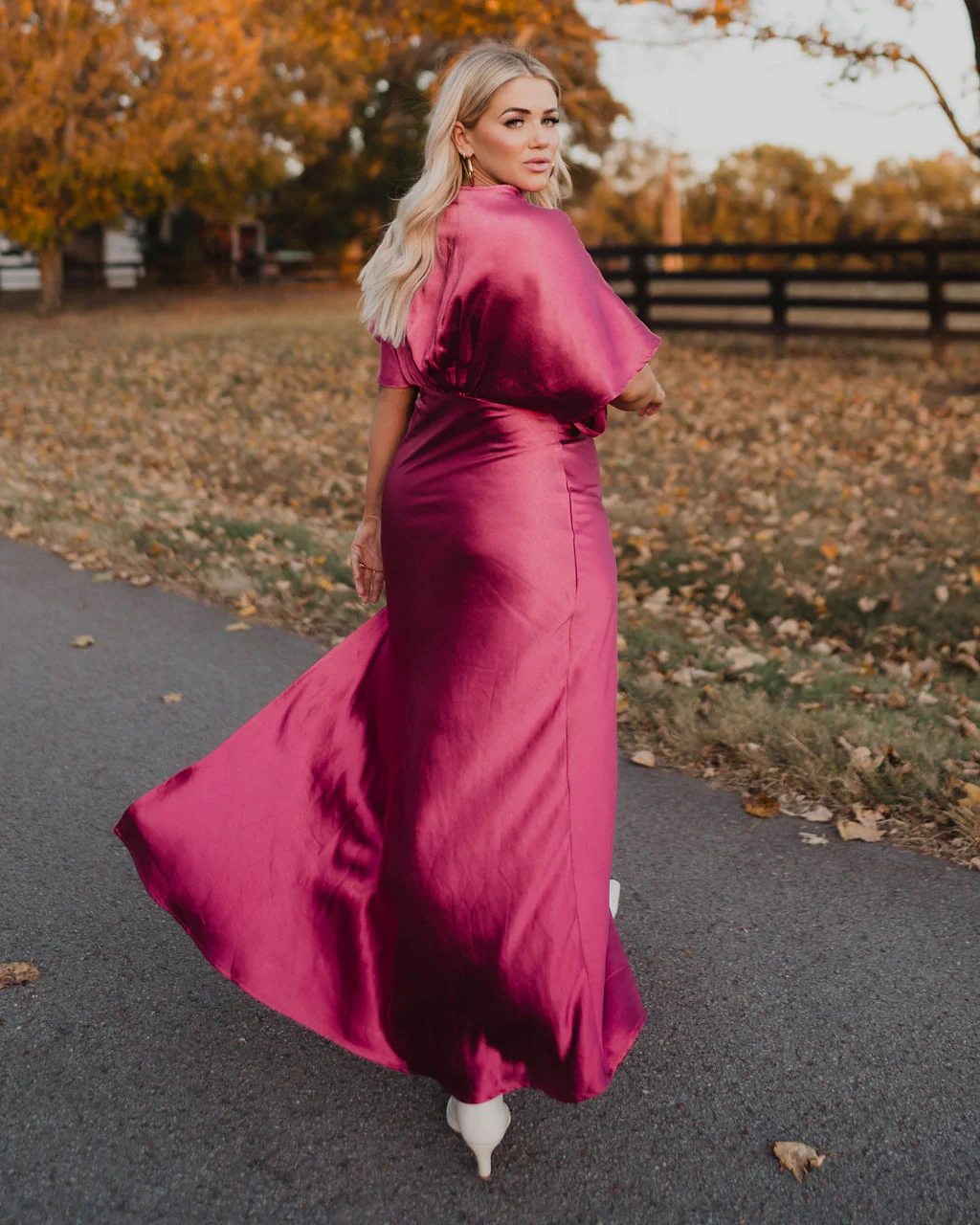 Theia Satin V-Neck Maxi Dress - Image 17