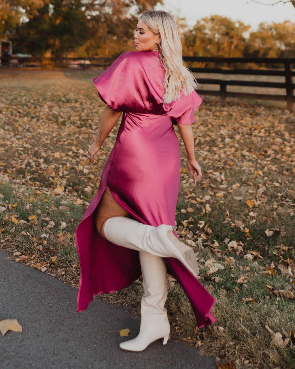 Theia Satin V-Neck Maxi Dress - Image 18