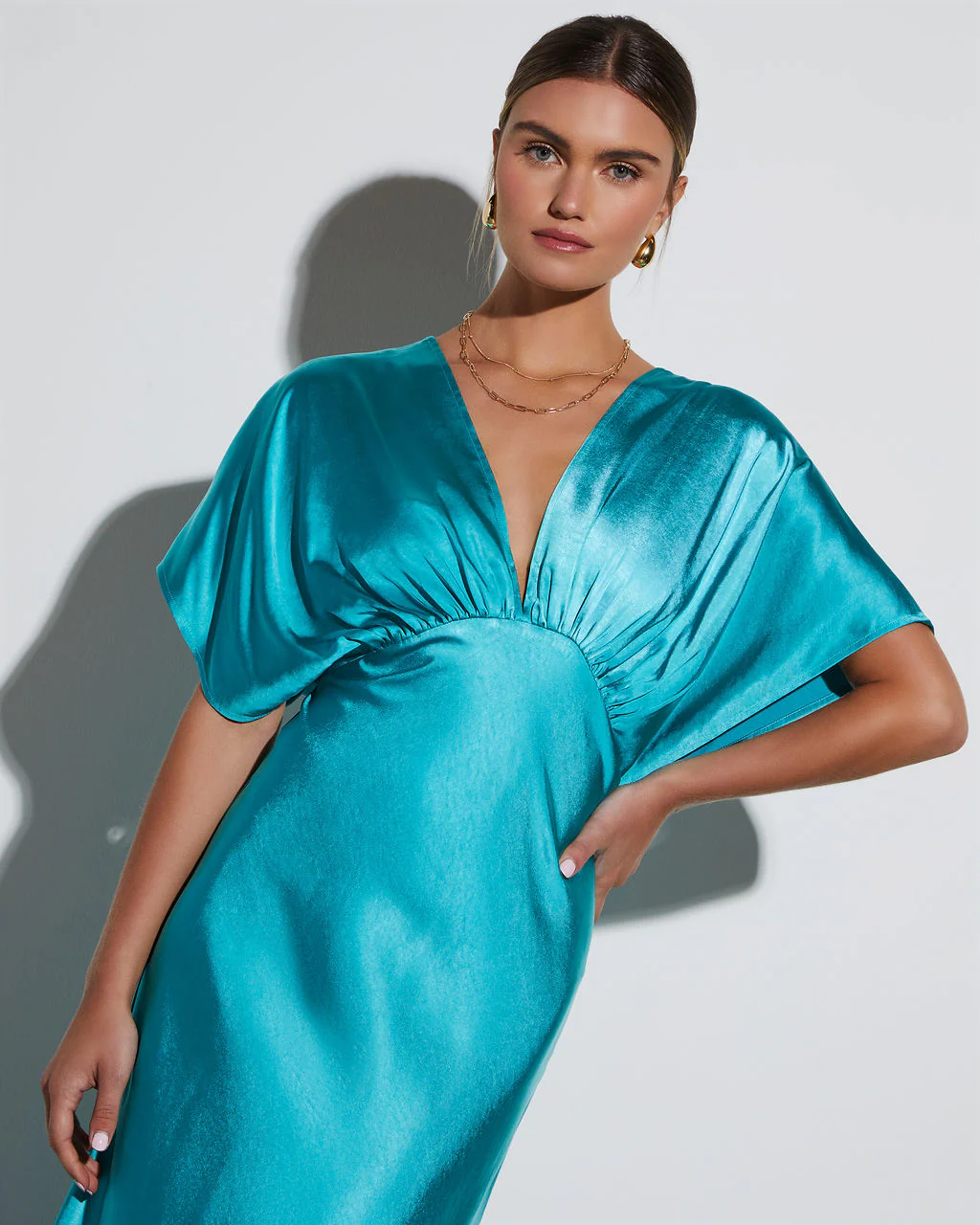 Theia Satin V-Neck Maxi Dress - Image 8