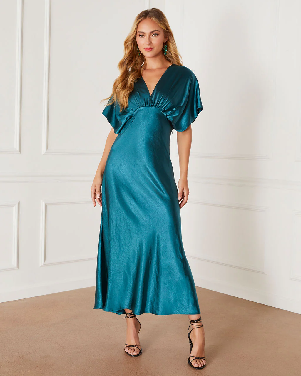 Theia Satin V-Neck Maxi Dress - Image 9