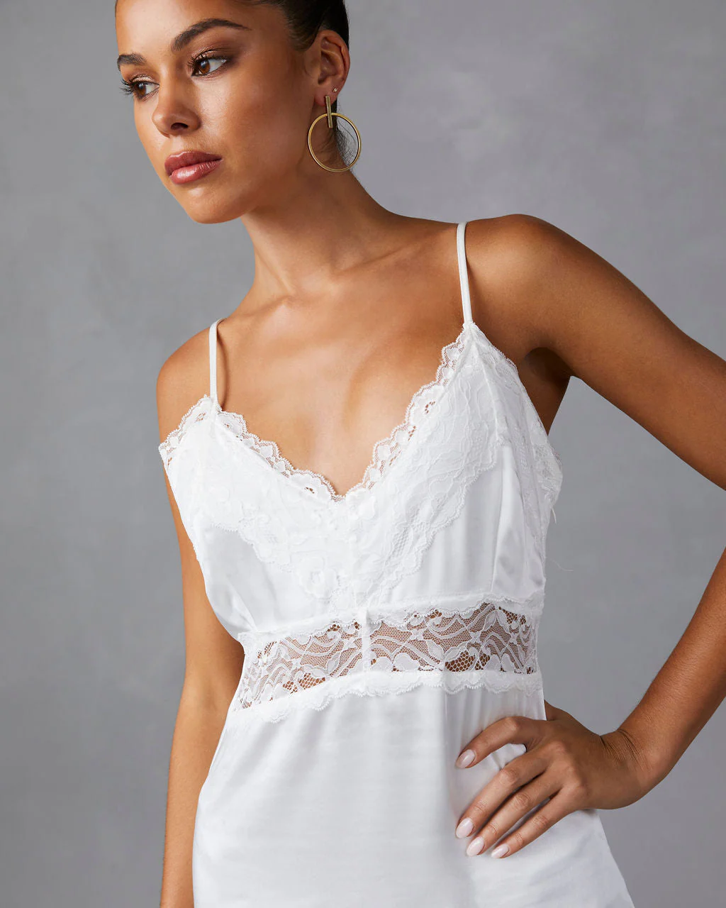 Therese Satin Lace Midi Dress - Image 3
