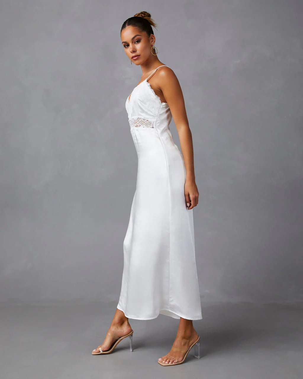 Therese Satin Lace Midi Dress - Image 4