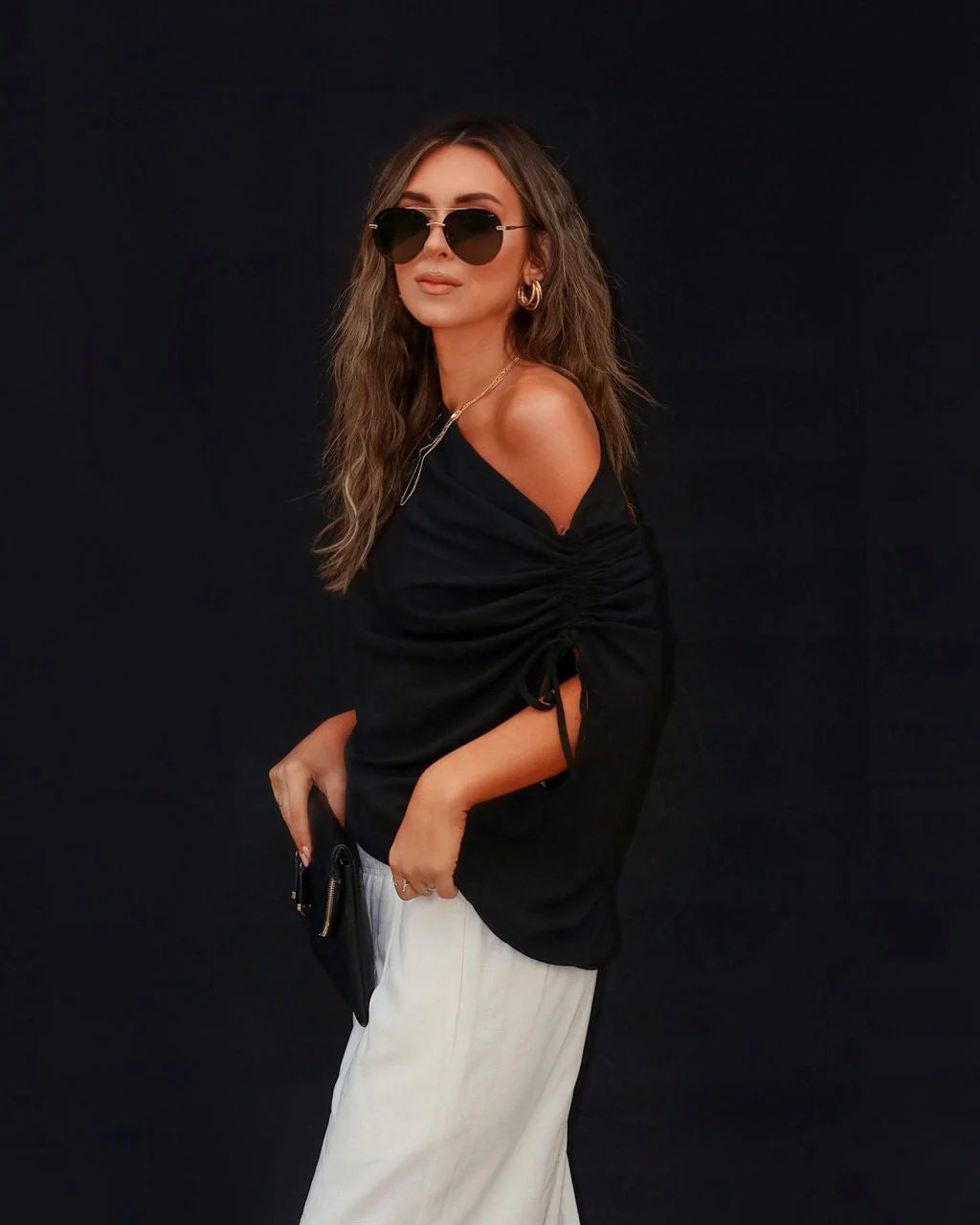 Thomas One Shoulder Ruched Cutout Top - Image 4