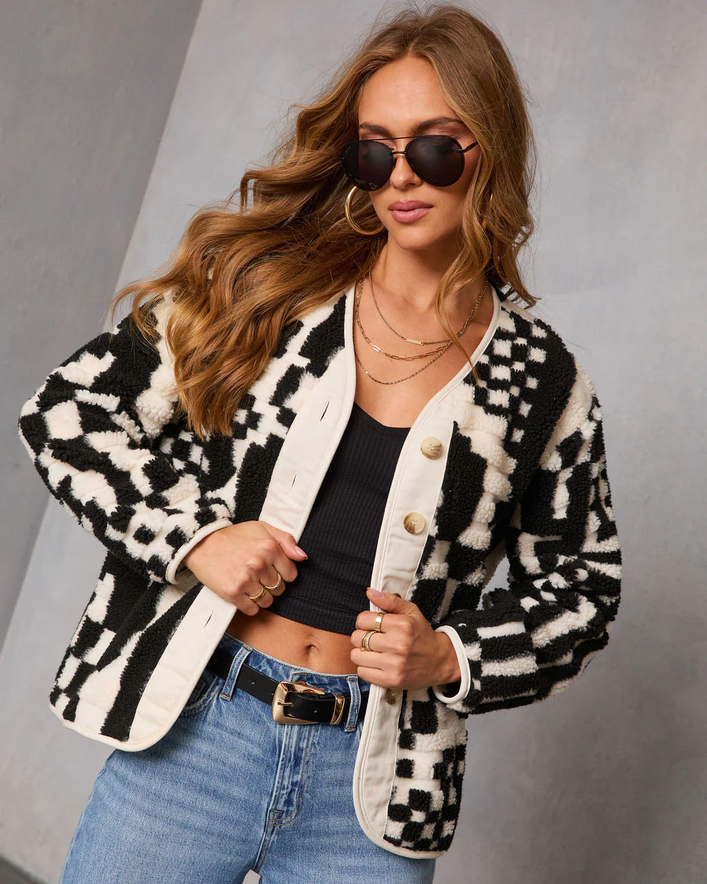 Timeless Form Geometric Sherpa Jacket - Image 7