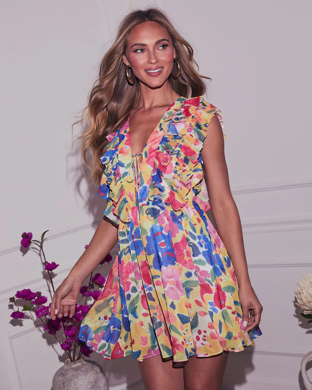 Tinah Ruffle Floral Mini Dress - Image 3
