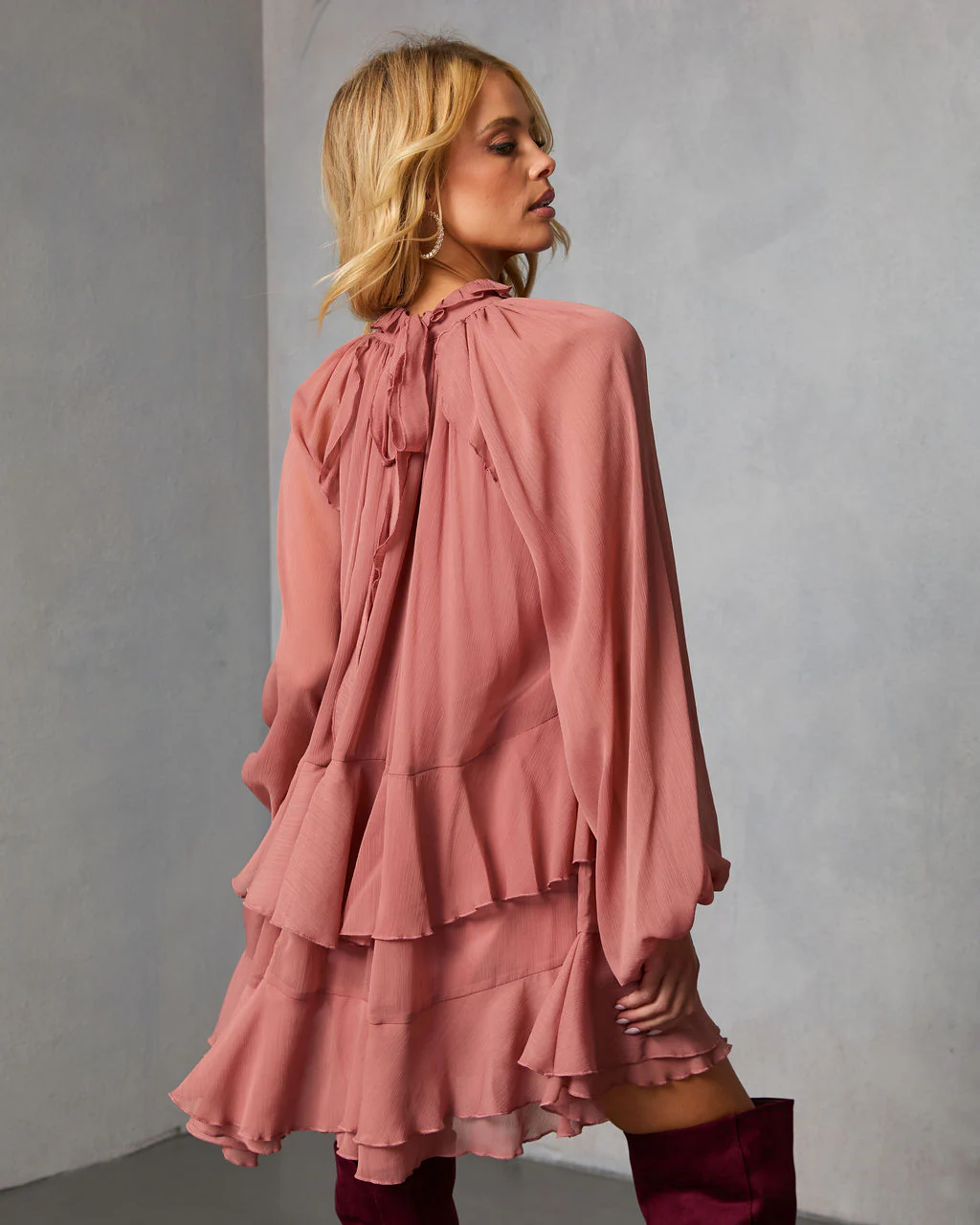 Toast Season Ruffle Chiffon Mini Dress - Image 4