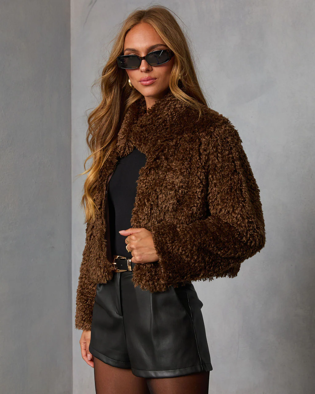 Toasted Hazel Nubby Faux Fur Jacket - Image 3