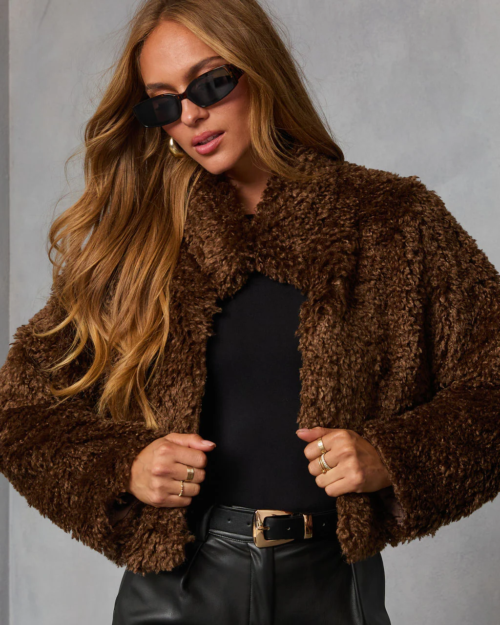 Toasted Hazel Nubby Faux Fur Jacket - Image 5