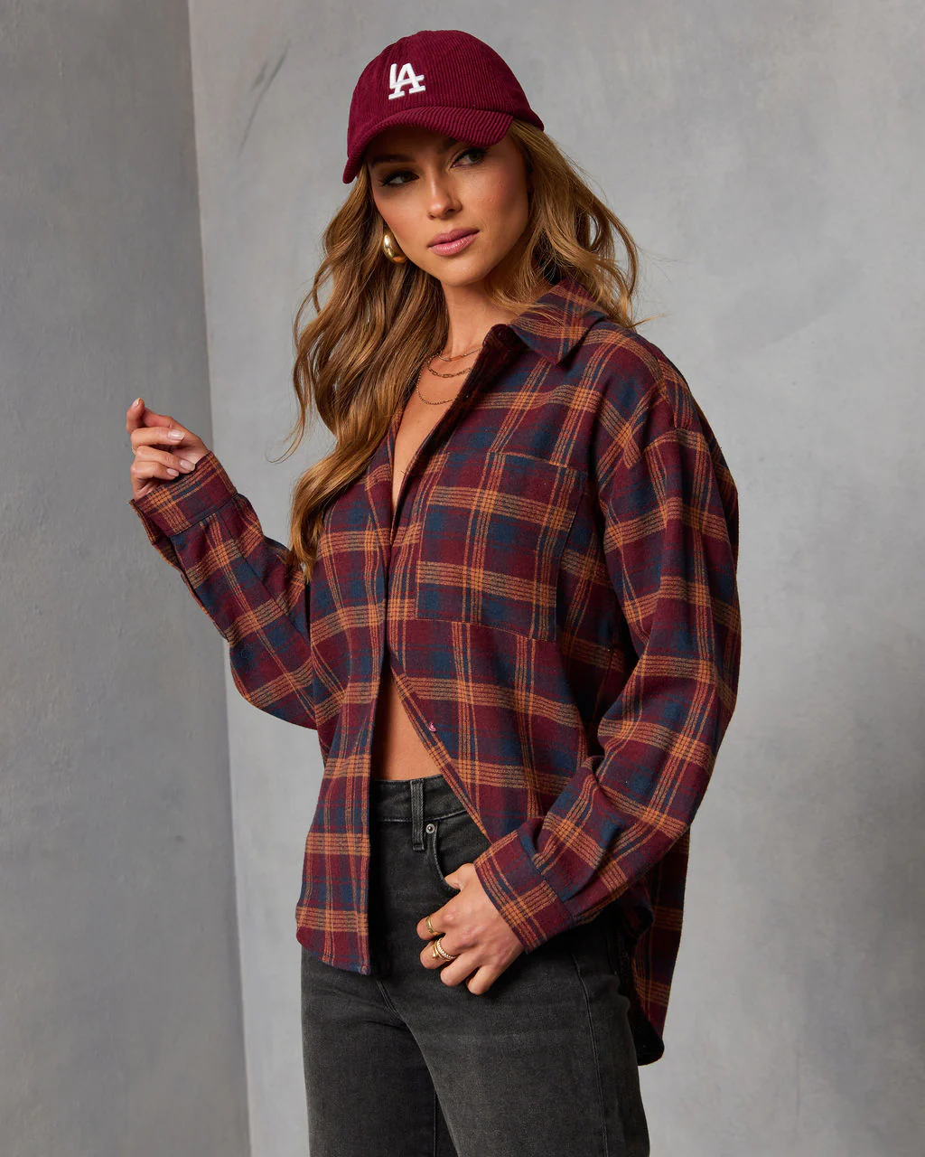 Toasted Maple Plaid Button Down Top - Image 3