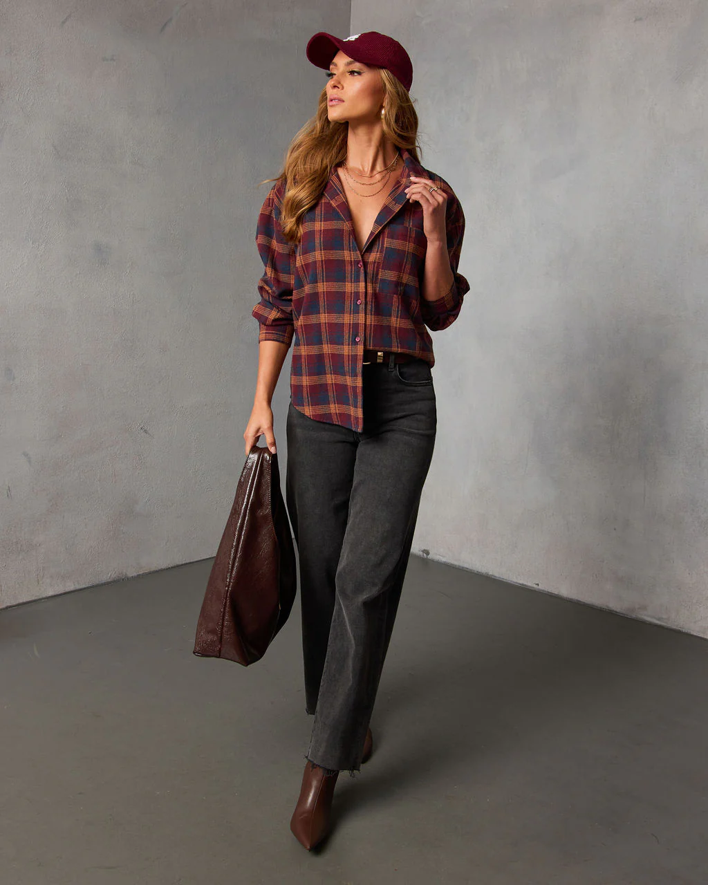 Toasted Maple Plaid Button Down Top - Image 6