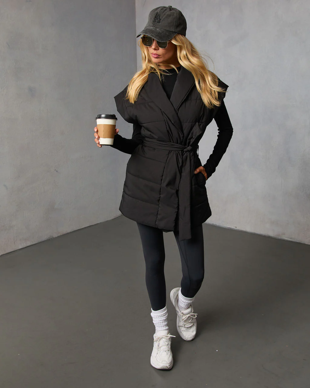 Toasted Oat Puffer Waist Tie Vest - Image 12