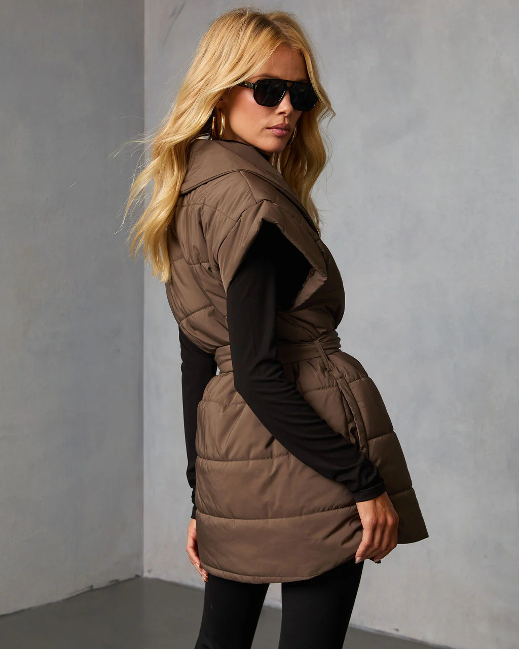 Toasted Oat Puffer Waist Tie Vest - Image 4