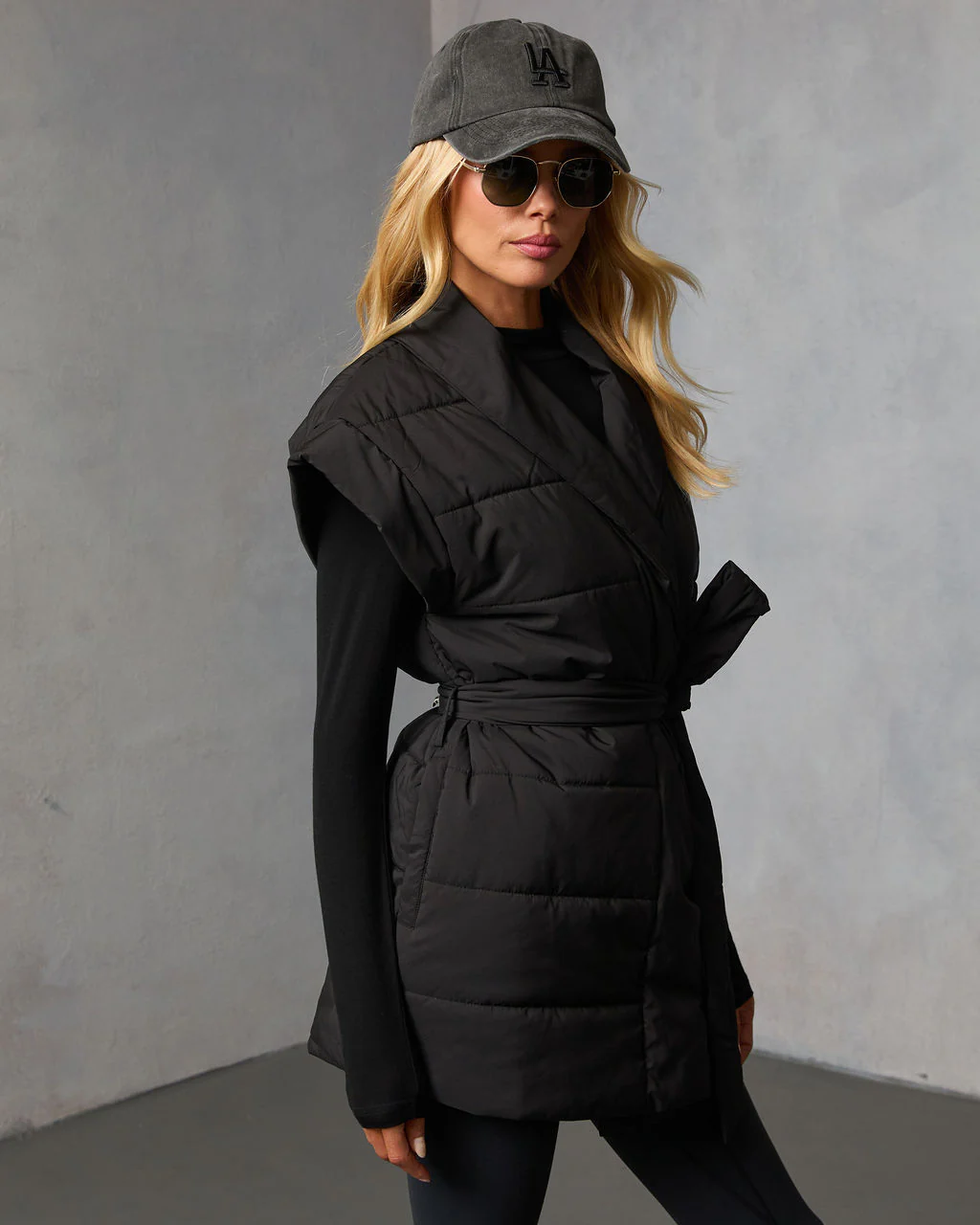Toasted Oat Puffer Waist Tie Vest - Image 9