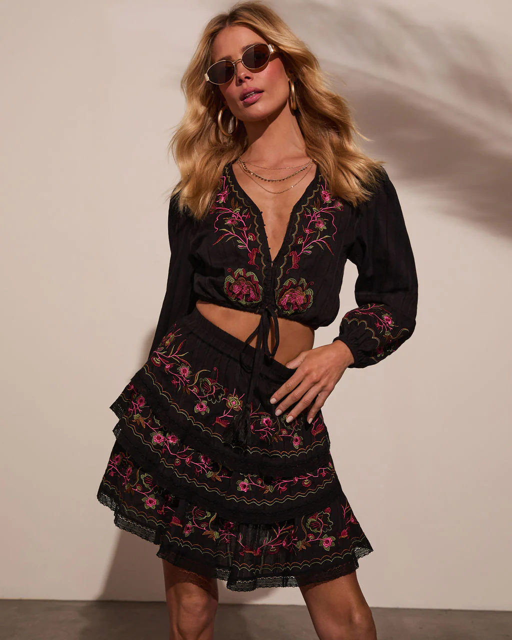 Trail of Flowers Tiered Floral Mini Skirt - Image 5