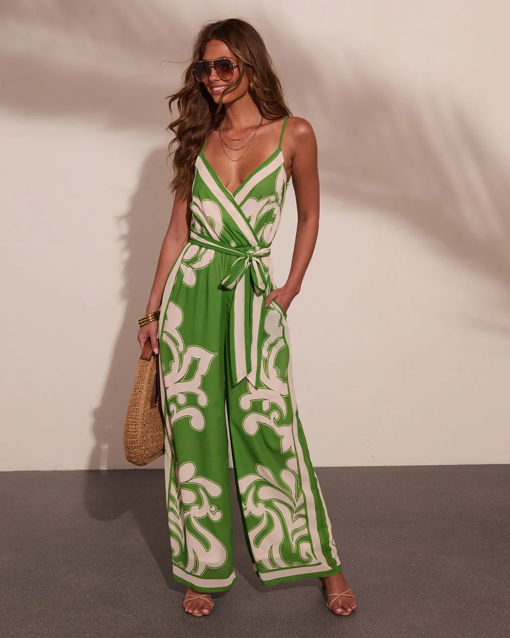 Travel Muse Tropical Print Waist Tie Jumpsuit - Image 5