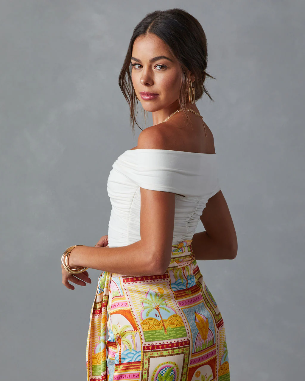 Trisha Off The Shoulder Ruched Bodysuit - Image 4