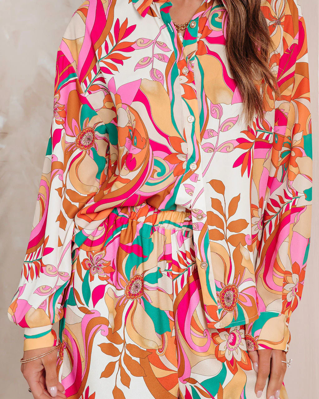 Tropez Printed Button Down Top - Image 3