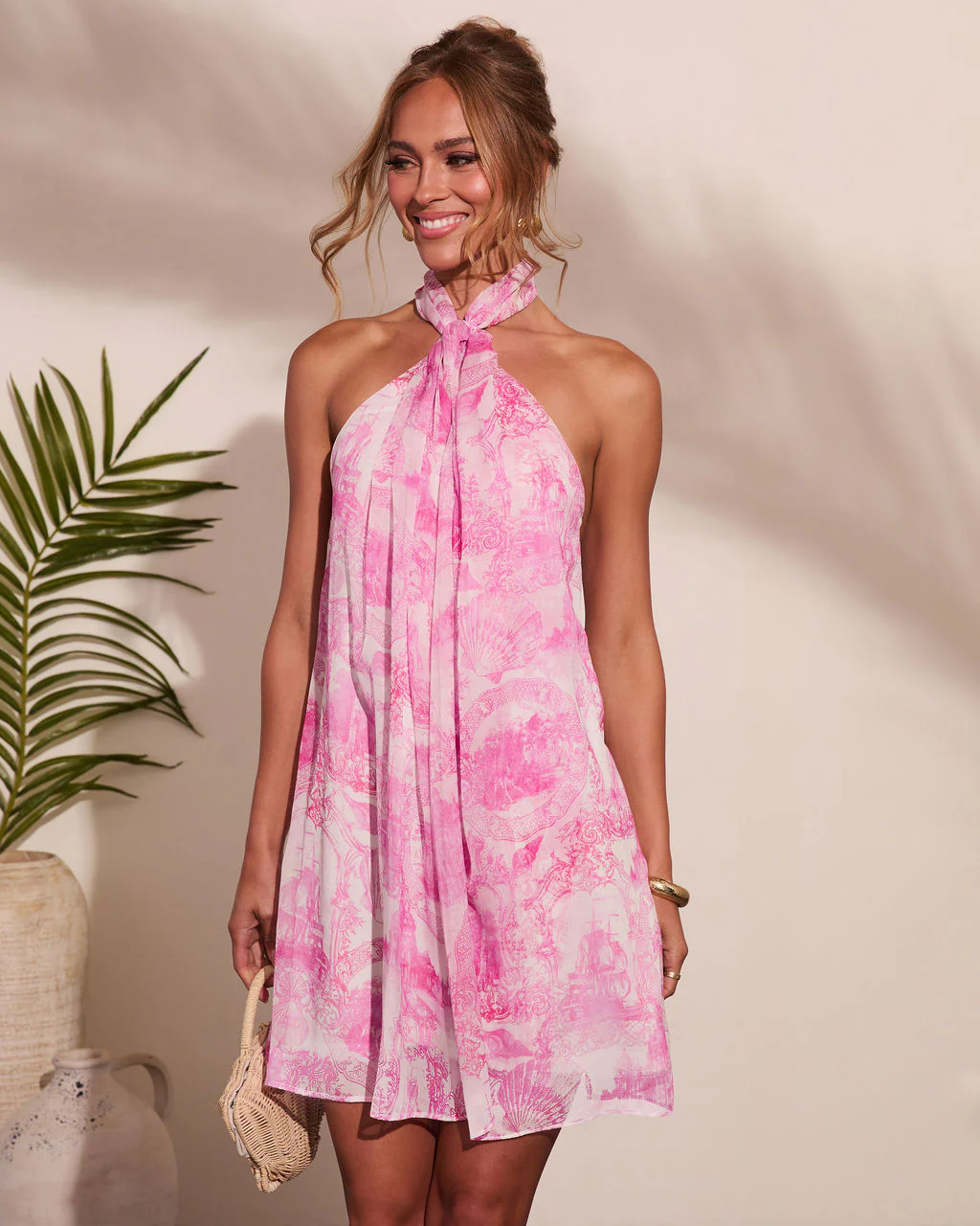 Tropic Bloom Floral Print Halter Neck Mini Dress - Image 2