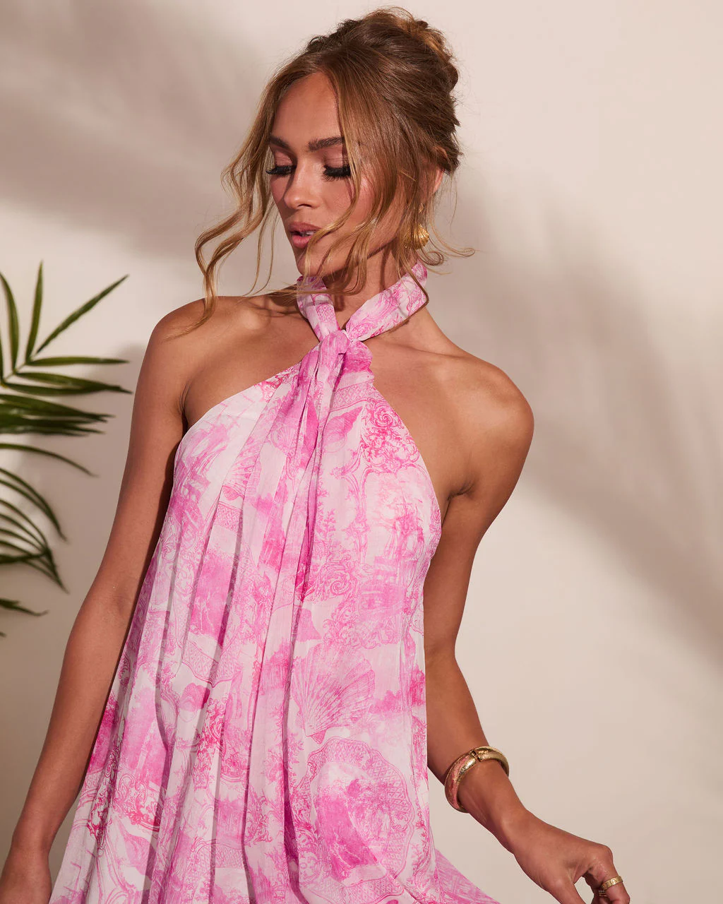 Tropic Bloom Floral Print Halter Neck Mini Dress - Image 6