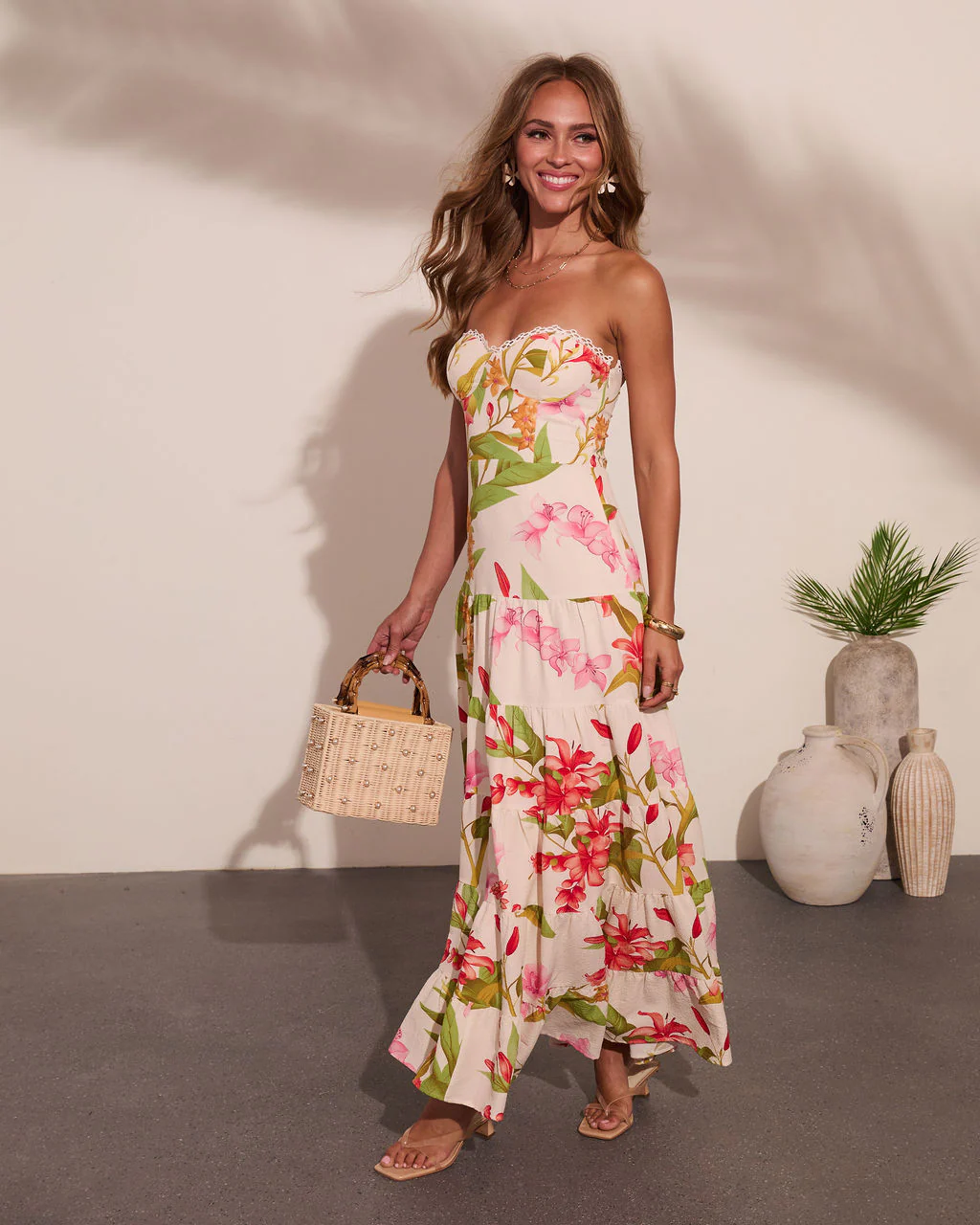 Tropic Mood Strapless Floral Print Maxi Dress - Image 3
