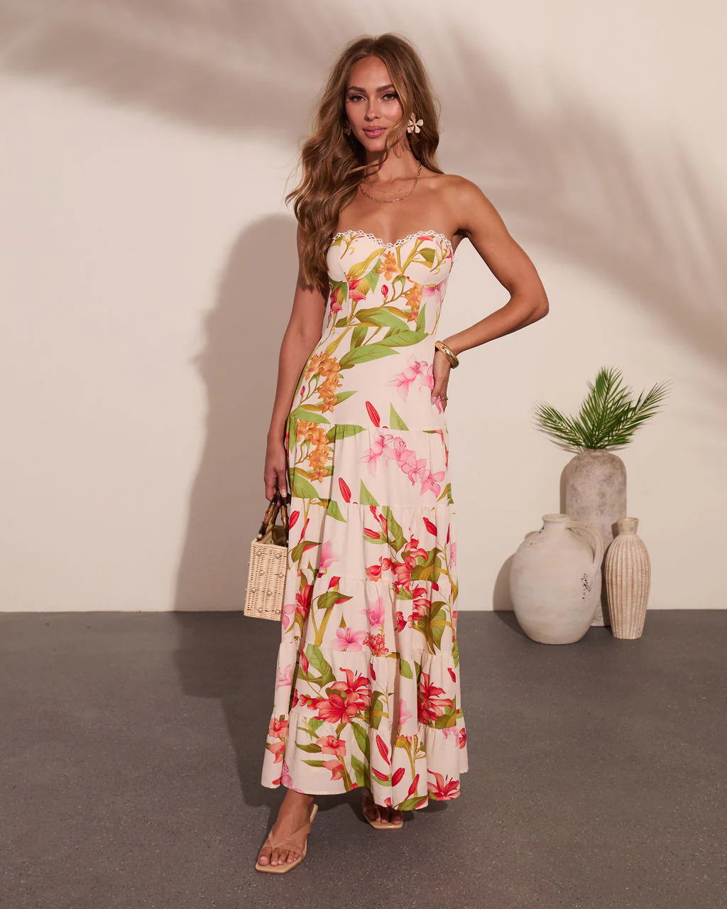 Tropic Mood Strapless Floral Print Maxi Dress - Image 6