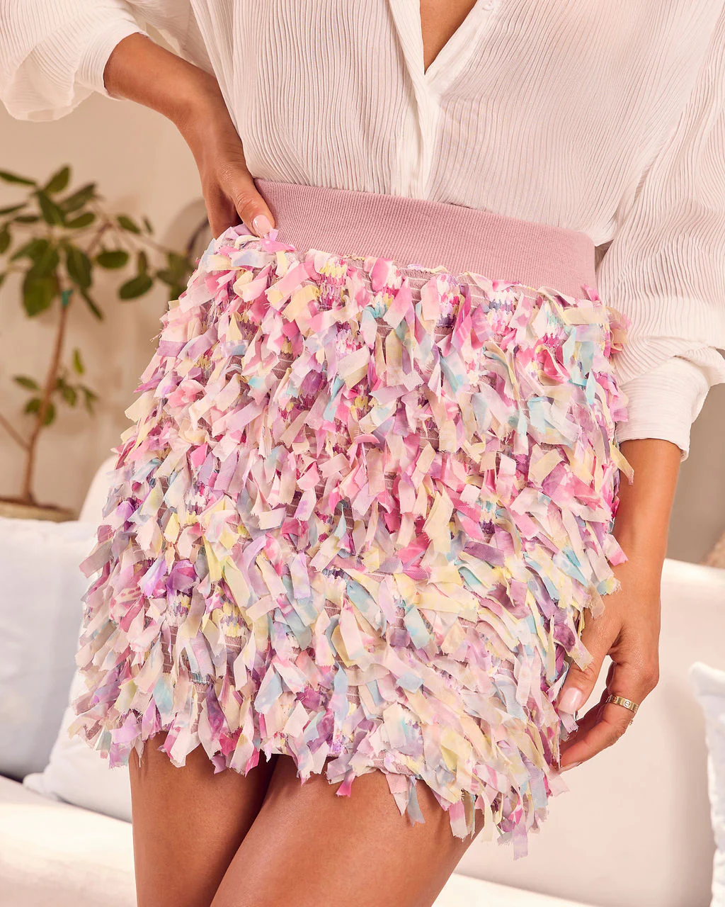 Tropic Muse Fringe Mini Skirt - Image 3