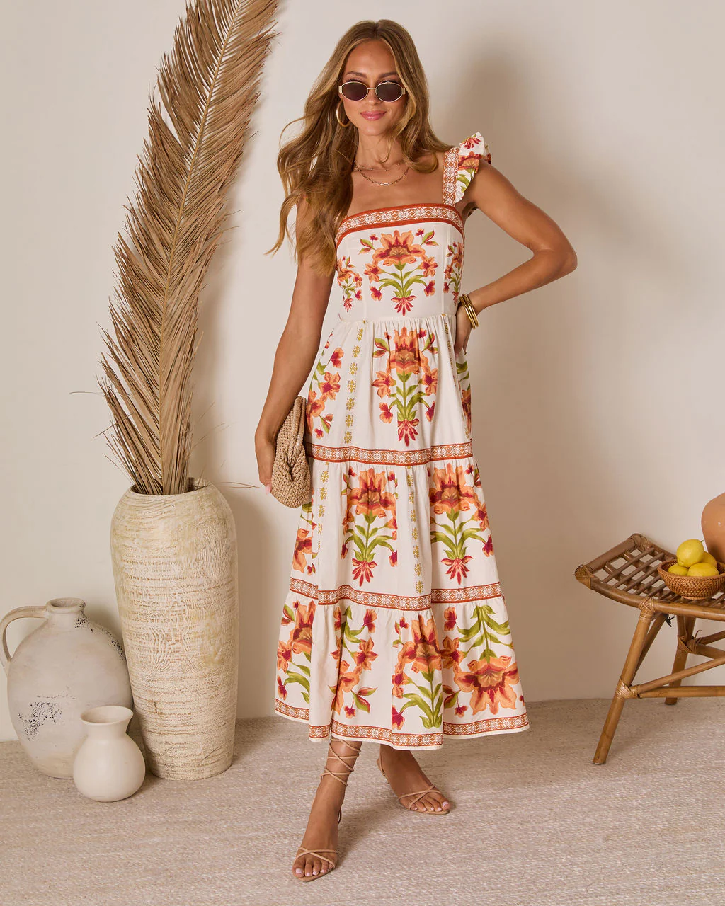 Tropical Reverie Tiered Floral Maxi Dress - Image 11