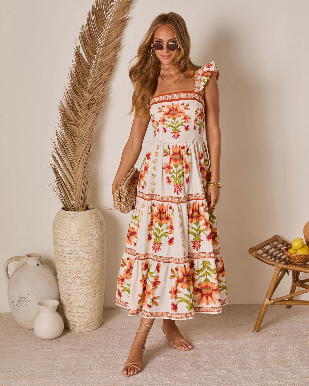 Tropical Reverie Tiered Floral Maxi Dress - Image 12
