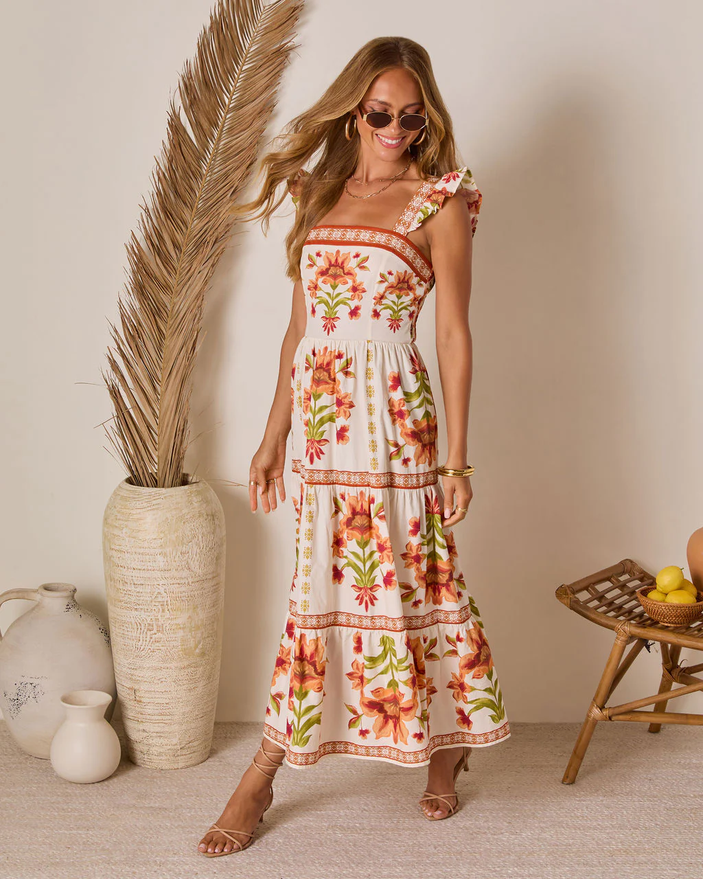 Tropical Reverie Tiered Floral Maxi Dress - Image 9