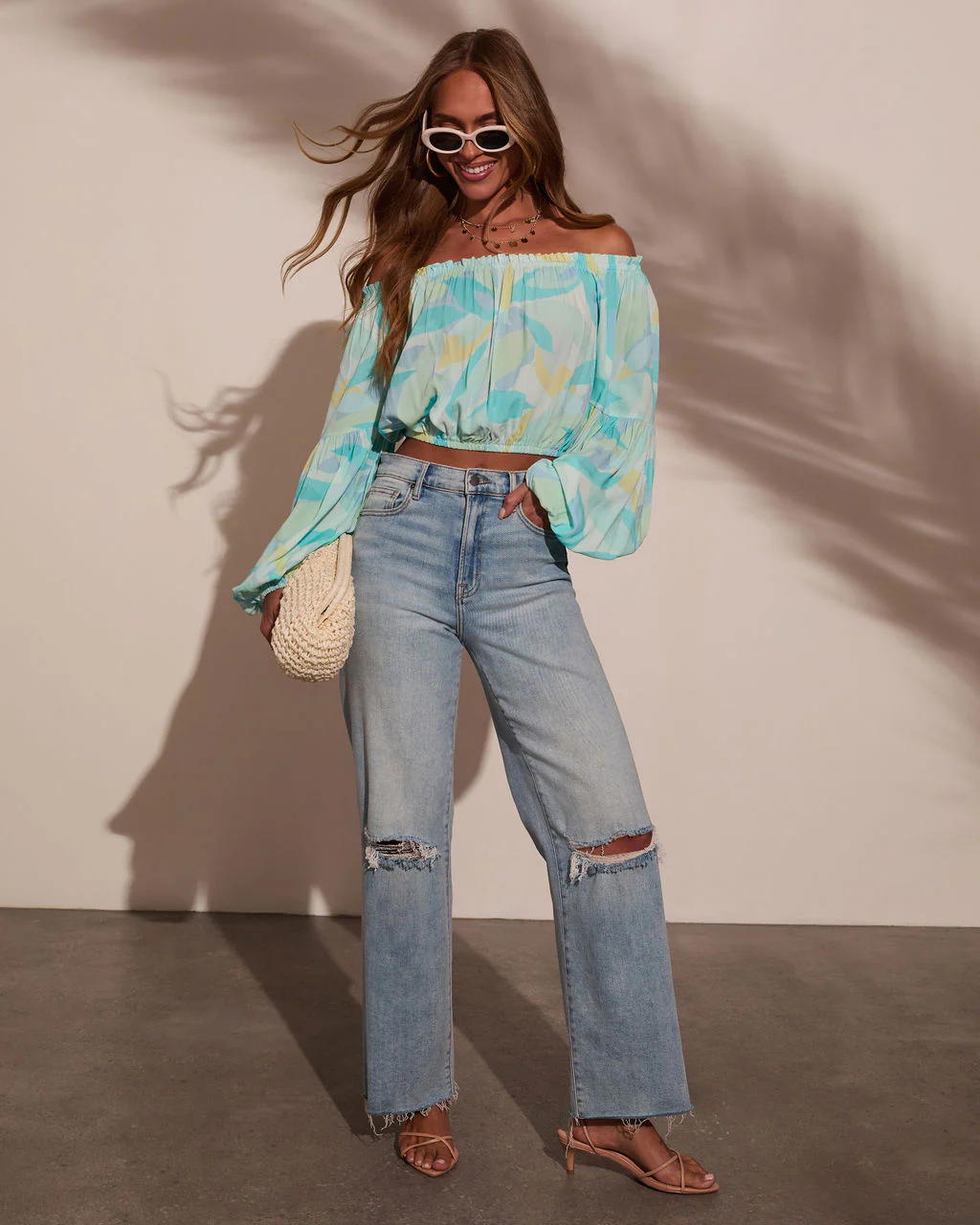 Tropical Spring Printed Off The Shoulder Top - Image 6