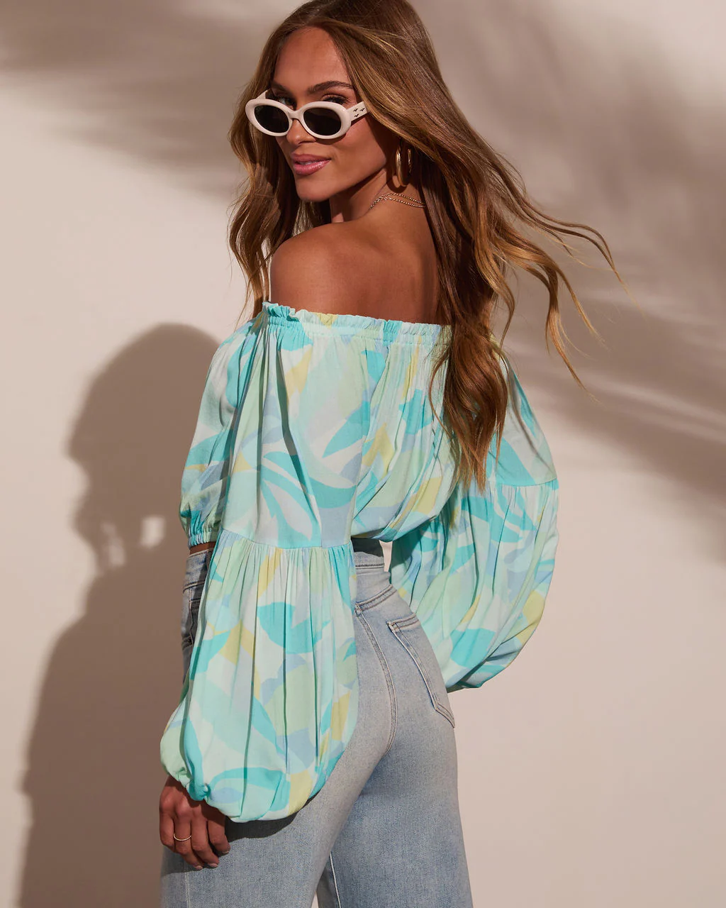 Tropical Spring Printed Off The Shoulder Top - Image 8
