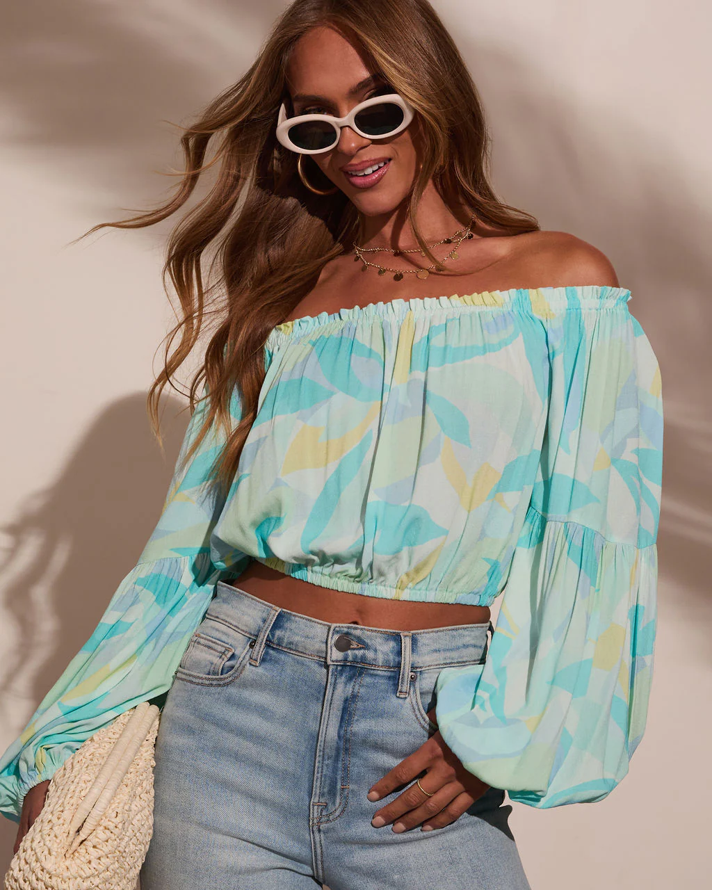 Tropical Spring Printed Off The Shoulder Top - Image 9